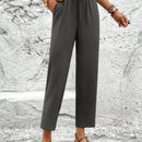 LUNE Pantalones de capri para mujer con cintura elastica, cordon y bolsillos