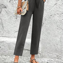 LUNE Pantalones de capri para mujer con cintura elastica, cordon y bolsillos