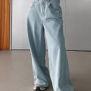 DAZY Pantalones Jeans de pierna ancha casuales y holgados para mujer con bolsillos
