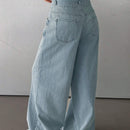 DAZY Pantalones Jeans de pierna ancha casuales y holgados para mujer con bolsillos