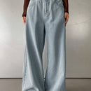 DAZY Pantalones Jeans de pierna ancha casuales y holgados para mujer con bolsillos