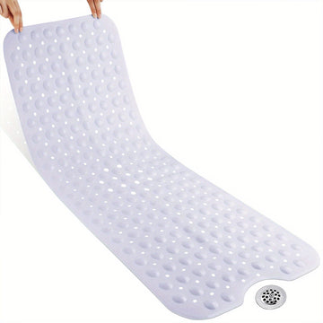 Alfombra de Bañera Extra Larga Antideslizante con Agujeros de Drenaje y Ventosas - Lavable a Máquina, Duradera, Alfombra de Ducha de PVC para Hogar, Hotel, Viaje en Coche - Disponible en Múltiples Colores