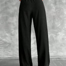 Tall pantalones rectos de talla alta con cintura elastica solida