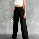Tall pantalones rectos de talla alta con cintura elastica solida