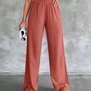 Tall pantalones rectos de talla alta con cintura elastica solida