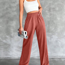Tall pantalones rectos de talla alta con cintura elastica solida