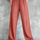 Tall pantalones rectos de talla alta con cintura elastica solida