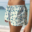 EZwear Pantalones cortos de cintura baja con cordon y estampado floral para vacaciones en la playa para mujer