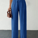 Tall pantalones informales para mujeres altas de unicolor con nudo de cottonline