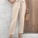 Frenchy pantalones largos para mujer en unicolor con tirantes, corbata de lazo y diseno simple para uso diario