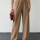 Tall pantalones informales para mujeres altas de unicolor con nudo de cottonline