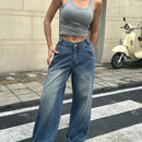 EZwear Jeans de mezclilla de pierna ancha casuales para uso diario de mujer