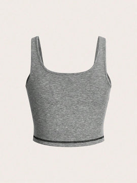 Coolane Top de tubo casual de verano para mujer con cuello cuadrado de punto acanalado y bloques de color