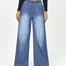 Jeans de mezclilla anchos y casuales para mujer con corte holgado y bolsillos