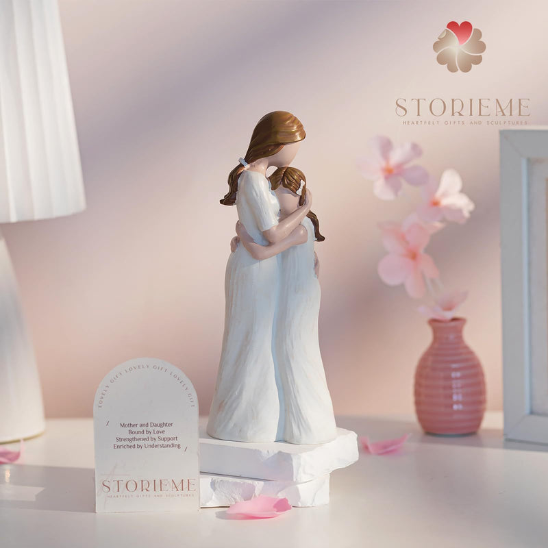 Figura de Resina de Abrazo Conmovedor Madre-Hija de Storyme - Ideal para el Día de la Madre, Decoración Versátil para Interiores/Exteriores, Perfecta para Exhibición en el Hogar y Dormitorio