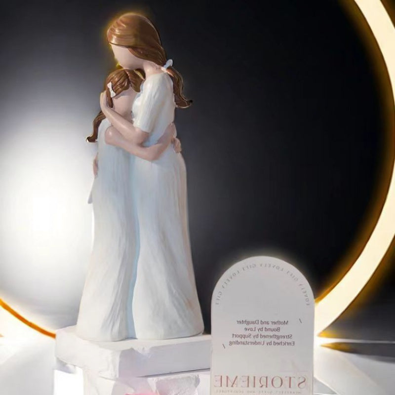 Figura de Resina de Abrazo Conmovedor Madre-Hija de Storyme - Ideal para el Día de la Madre, Decoración Versátil para Interiores/Exteriores, Perfecta para Exhibición en el Hogar y Dormitorio