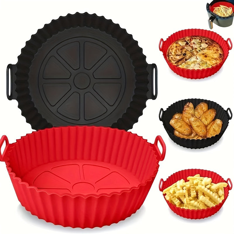 1 base reutilizable de silicona para freidora de aire de 8 pulgadas - Resistente a altas temperaturas, plegable, antiadherente, redonda, segura para alimentos y fácil de limpiar, ideal para hornear, asar y freír, accesorios para freidora de aire
