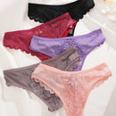 Finetoo set de 5 tangas de mujer con encaje y malla en diseno sexy