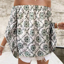 Blusa de hombros descubiertos con estampado de estilo retro para mujer, prenda diaria simple