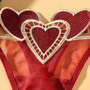 Pantis en estilo japones de corazon tierno para ninas, Ropa interior transpirable de cintura baja con tirantes delgados ajustables para mujeres
