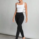 Tall Pantalones negros ajustados elasticos con cintura alta, bolsillos con solapa y pantalones ajustados laterales.