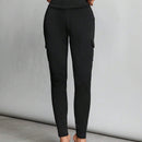 Tall Pantalones negros ajustados elasticos con cintura alta, bolsillos con solapa y pantalones ajustados laterales.