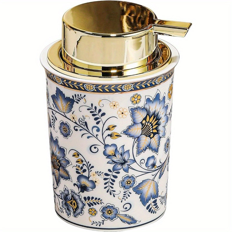 Dispensador de jabón o loción de cerámica floral vintage: botella reutilizable para jabón o loción, adecuada para baño o uso en hoteles, decoraciones de Halloween, Navidad