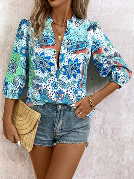 EMERY ROSE Camisa de manga tres cuartos para mujer (diseno floral al azar)
