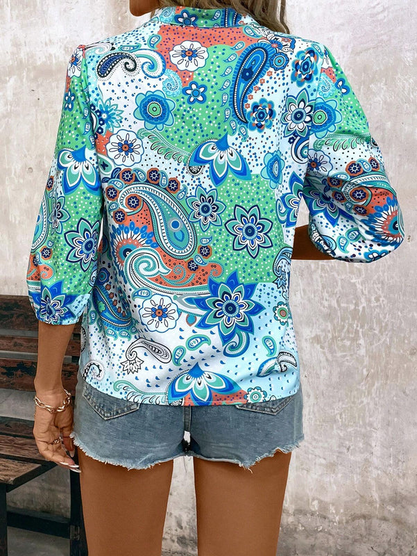 EMERY ROSE Camisa de manga tres cuartos para mujer (diseno floral al azar)