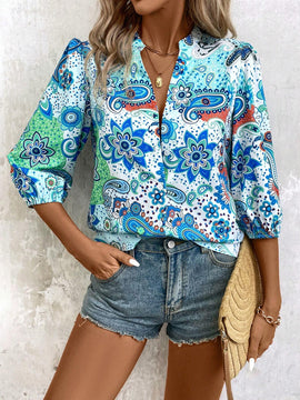 EMERY ROSE Camisa de manga tres cuartos para mujer (diseno floral al azar)