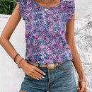 Camiseta casual de cuello redondo para mujeres con impresiones aleatorias para uso diario