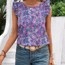 Camiseta casual de cuello redondo para mujeres con impresiones aleatorias para uso diario