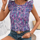 Camiseta casual de cuello redondo para mujeres con impresiones aleatorias para uso diario