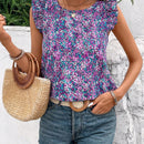 Camiseta casual de cuello redondo para mujeres con impresiones aleatorias para uso diario