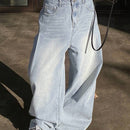 DAZY Pantalones Jeans de pierna ancha envejecidos con efecto desgastado para mujeres