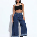 EZwear Jeans de mezclilla informal con dobladillo para mujer para uso diario