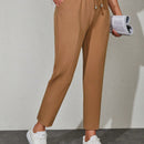 Pantalones de cintura con cordon con bolsillo oblicuo