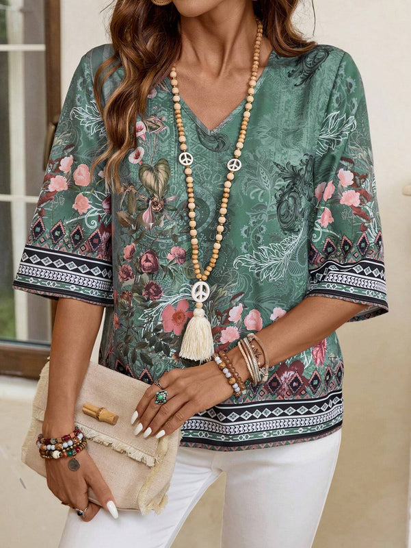 EMERY ROSE Camisa verde vintage para mujer, atuendos de otono, blusas inspiradas en el campo, ropa de maestra