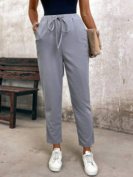 EMERY ROSE Pantalones de cordon sencillos y lisos para uso diario de mujeres