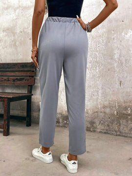 EMERY ROSE Pantalones de cordon sencillos y lisos para uso diario de mujeres