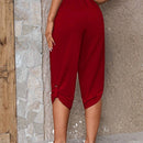EMERY ROSE Pantalones de mujer de unicolor con dobladillo enrollado de siete cuartos para vacaciones y uso casual