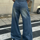 EZwear Jeans de mezclilla de pierna ancha casuales para uso diario de mujer