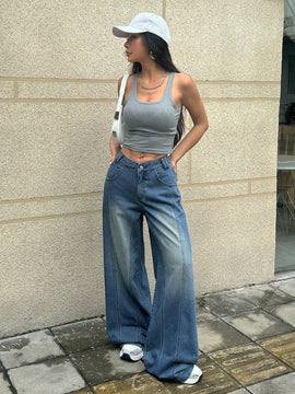 EZwear Jeans de mezclilla de pierna ancha casuales para uso diario de mujer