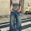 EZwear Jeans de mezclilla de pierna ancha casuales para uso diario de mujer