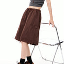 Coolane Pantalones cortos de trabajo holgados y frescos de estilo callejero para mujer con cintura baja, piernas anchas, bolsillos laterales y entrepierna de 5 pulgadas