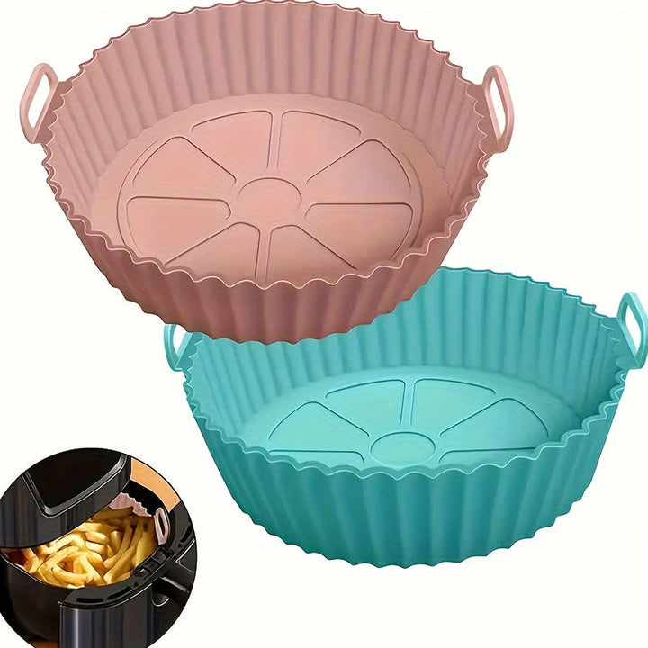1pc Sartén de silicona para freidora de aire, forro de ABS no adherente y seguro para alimentos, canasta reutilizable accesorio, compatible con freidoras de aire de 3QT-5QT, alternativa a papel de horno inflamable