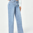 Jeans holgados de lavado claro Coolmax para mujer