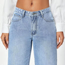 Jeans holgados de lavado claro Coolmax para mujer