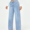 Jeans holgados de lavado claro Coolmax para mujer
