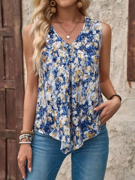 Blusa sin mangas casual de verano para mujer con cuello en V